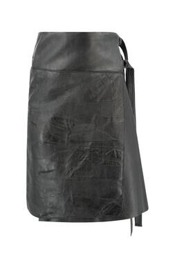 Veronique Branquinho Vintage Early 2000s Black Patchwork Leather Wrap Skirt